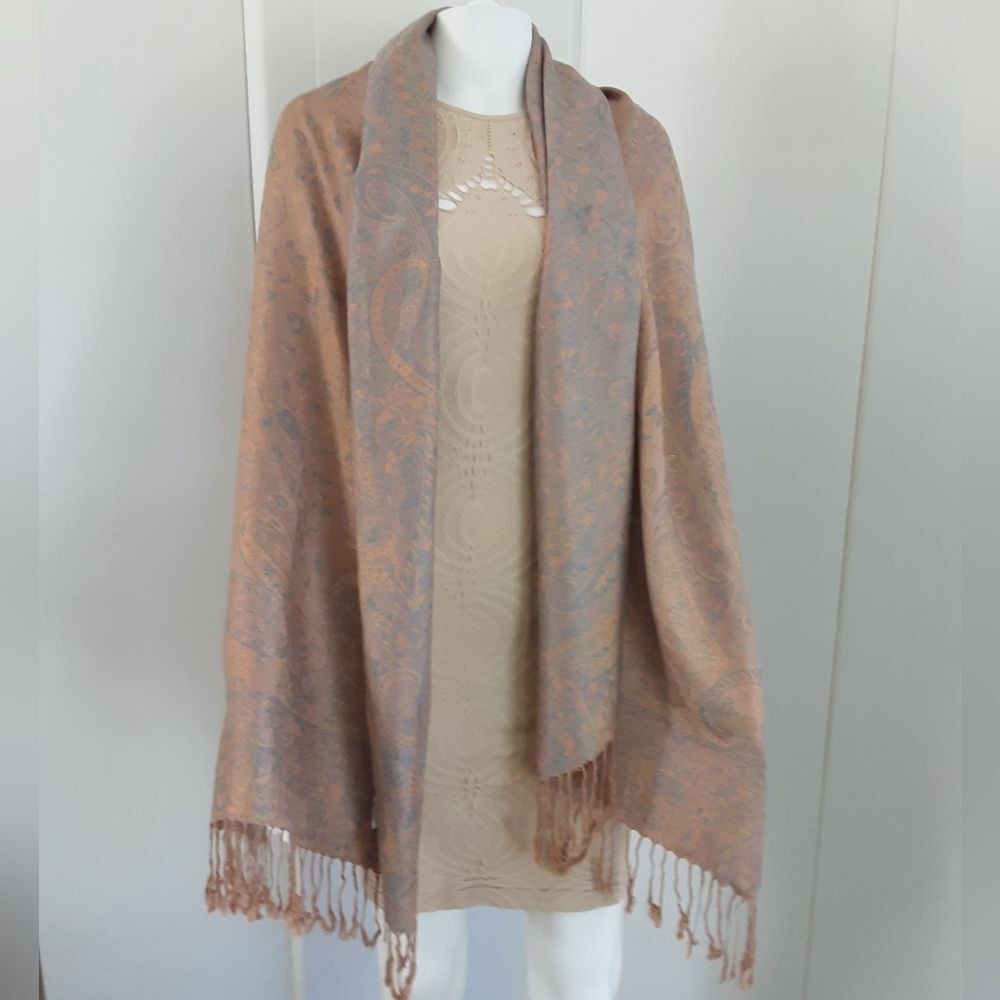 NWT 100% CASHMERE Gift from Jerusalem Holy Land Pastel Shawl Stole Sz 76" x 28"
